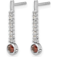 14K White Gold Red and White Diamond Drop Earrings - 0.1 Carat Total Red Diamond Weight, 0.0075 Carat Total White Diamond Weight by Monteluci Fine Jewelry