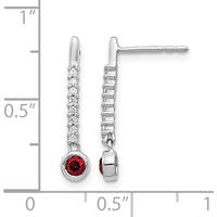 14K White Gold Red and White Diamond Drop Earrings - 0.1 Carat Total Red Diamond Weight, 0.0075 Carat Total White Diamond Weight by Monteluci Fine Jewelry