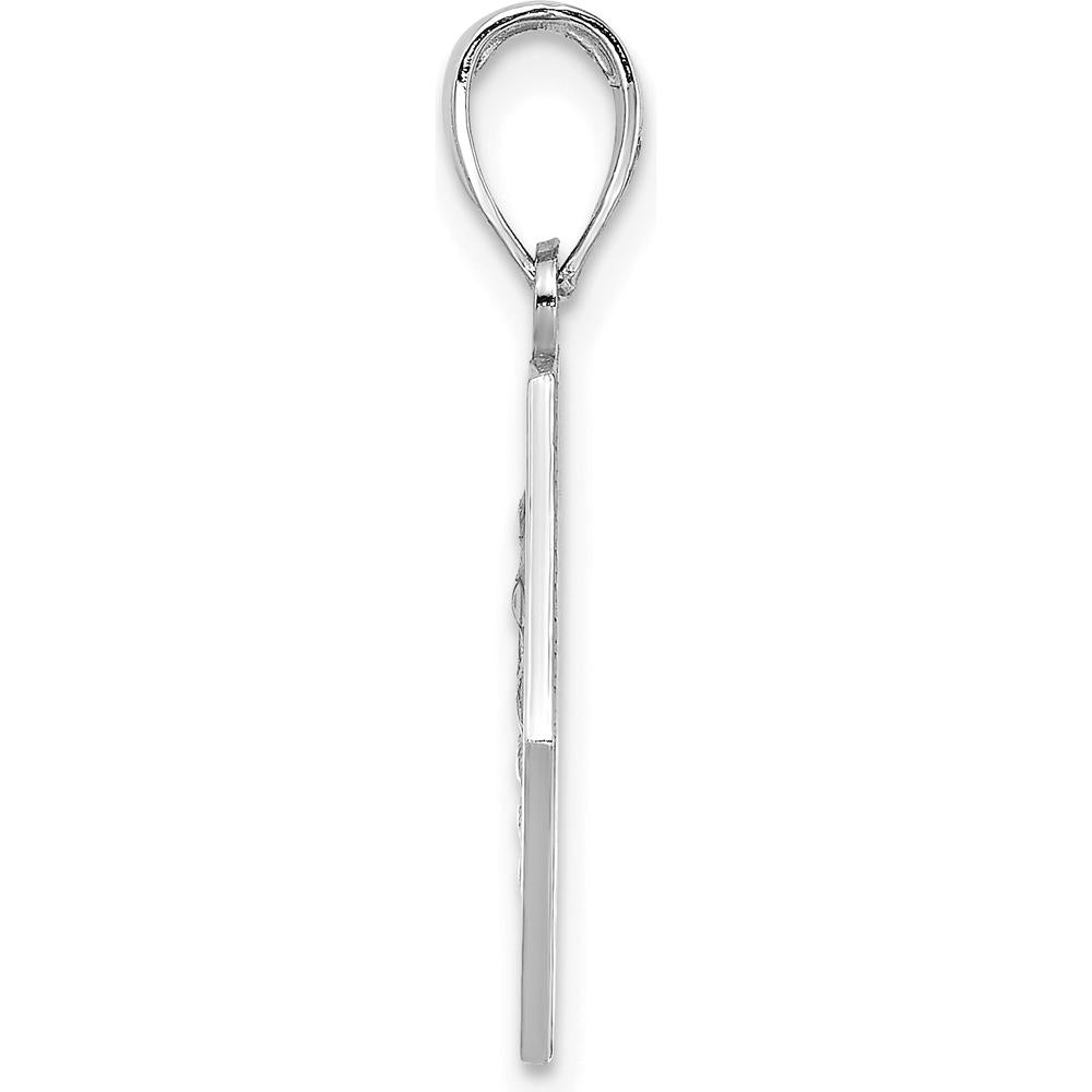 14K White Gold Red Enamel Caduceus Medical Disc Charm with Textured Back by Oro Pregiato