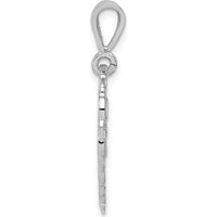14K White Gold Reversible 50th Anniversary Charm with Engraved "Love Grows Stronger" and Floral Accent by Oro Pregiato