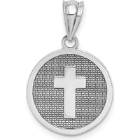 14K White Gold Reversible Cross and Holy Communion Pendant - Faith-Inspired Charm by Oro Pregiato