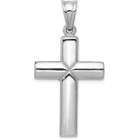 14K White Gold Reversible Crucifix Pendant with Polished Finish and Rhodium Plating by Oro Pregiato