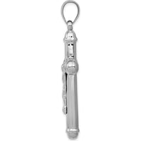 14K White Gold Reversible Crucifix Pendant with Rhodium Finish - 56mm Length by Oro Pregiato
