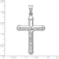 14K White Gold Reversible Crucifix Pendant with Rhodium Finish - 56mm Length by Oro Pregiato