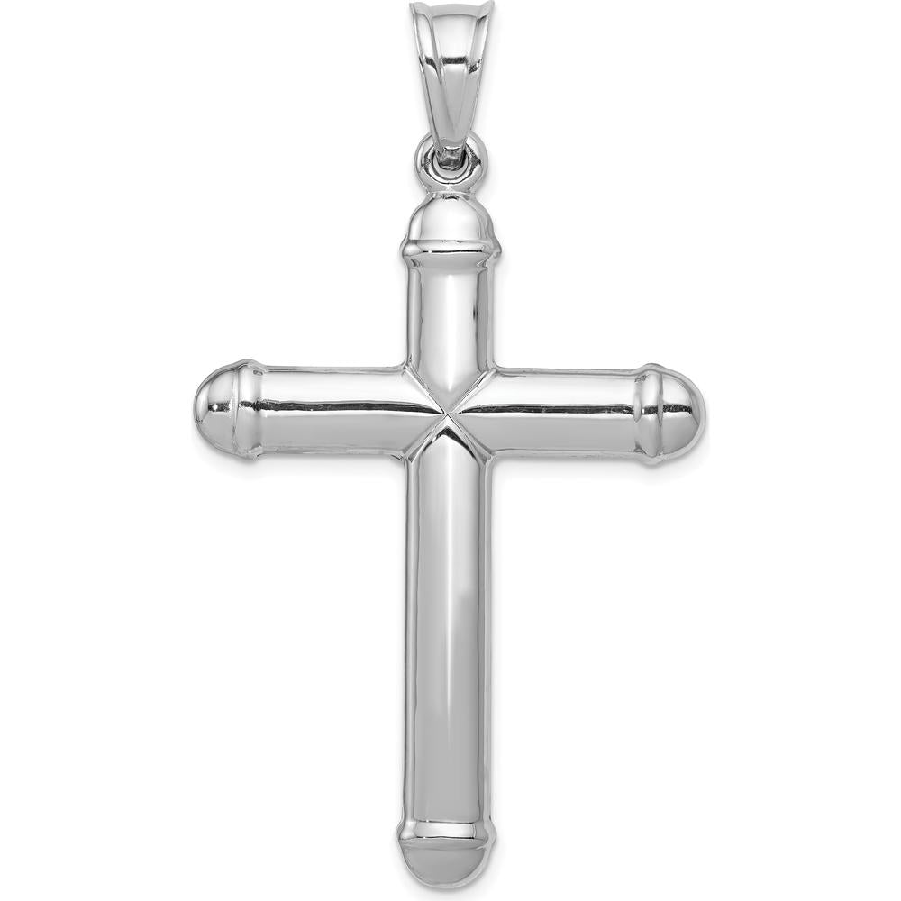 14K White Gold Reversible Crucifix Pendant with Rhodium Finish - 56mm Length by Oro Pregiato