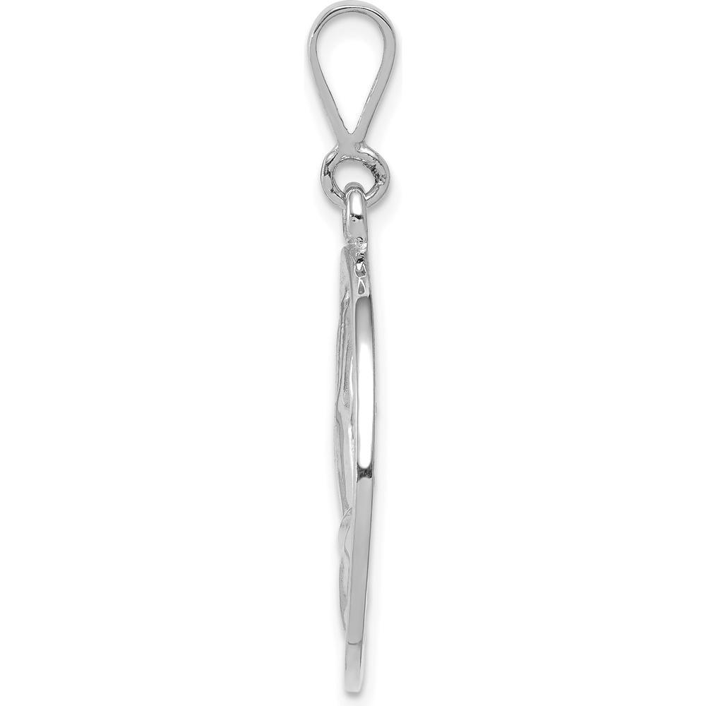 14K White Gold Reversible Praying Hands and Serenity Prayer Pendant by Oro Pregiato