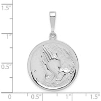 14K White Gold Reversible Praying Hands and Serenity Prayer Pendant by Oro Pregiato