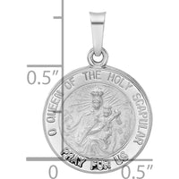 14K White Gold Reversible Queen of the Holy Scapular Medal Pendant with Polished and Satin Finish by Oro Pregiato