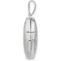 14K White Gold Reversible Swirl Design Heart Locket with Polished Finish and Textured Detail - Holds 2 Photos - 15mm by Monteluci Fine Jewelry