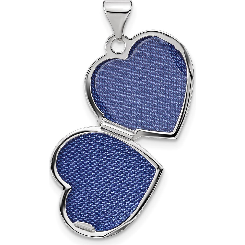 14K White Gold Reversible Swirl Design Heart Locket with Polished Finish and Textured Detail - Holds 2 Photos - 15mm by Monteluci Fine Jewelry