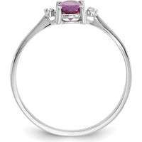 14K White Gold Rhodolite Garnet & Diamond Birthstone Ring - 0.57 Carat Total Garnet Weight by Oro Pregiato