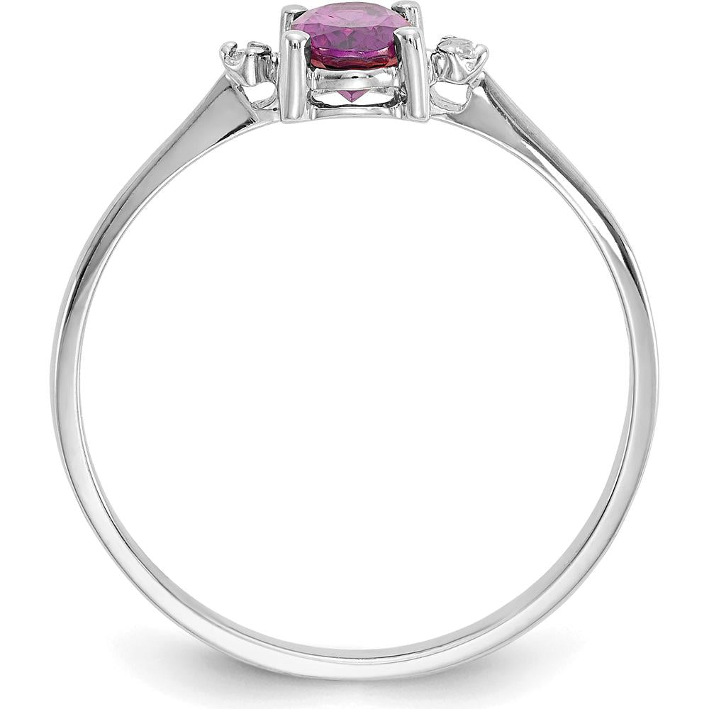 14K White Gold Rhodolite Garnet & Diamond Birthstone Ring - 0.57 Carat Total Garnet Weight by Oro Pregiato