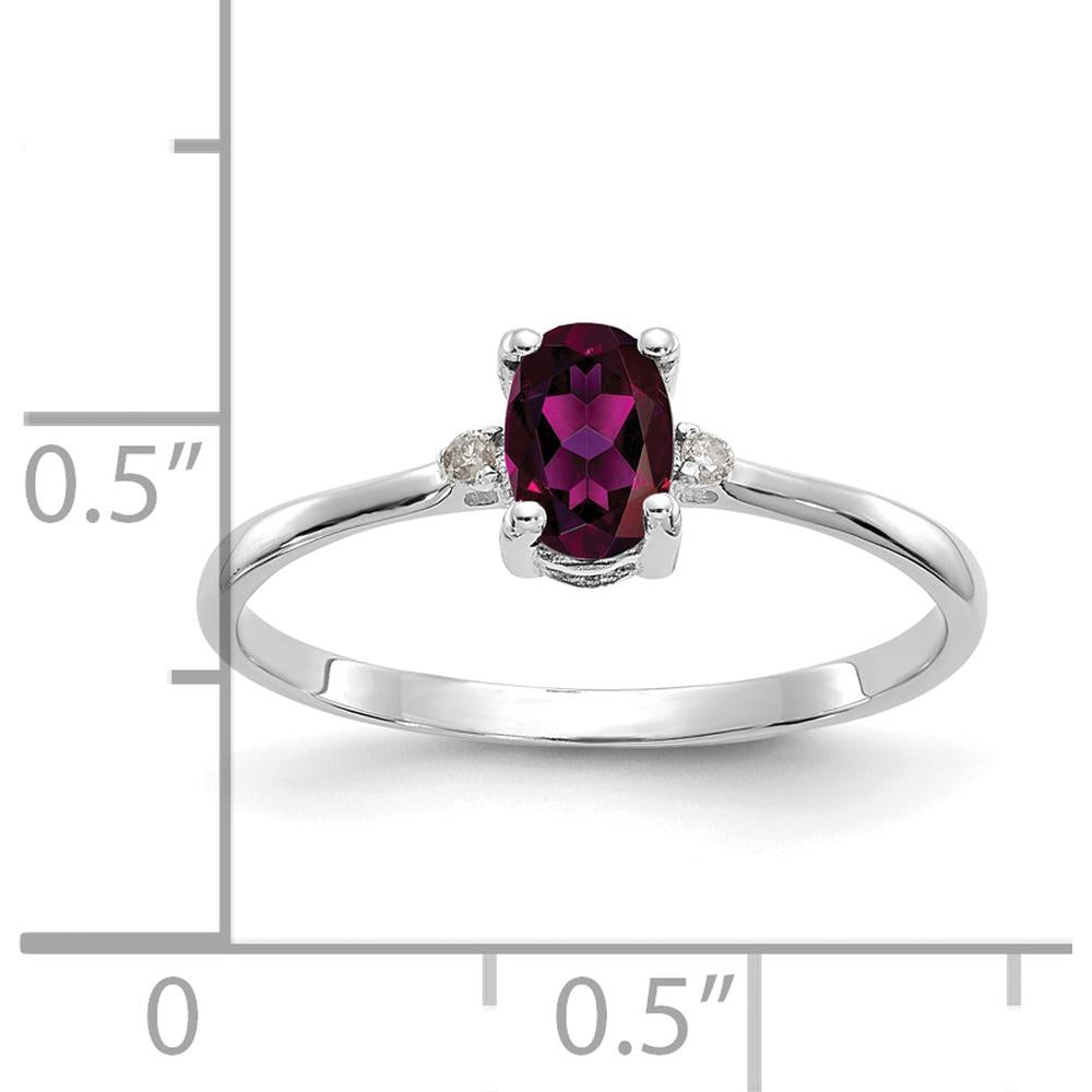 14K White Gold Rhodolite Garnet & Diamond Birthstone Ring - 0.57 Carat Total Garnet Weight by Oro Pregiato