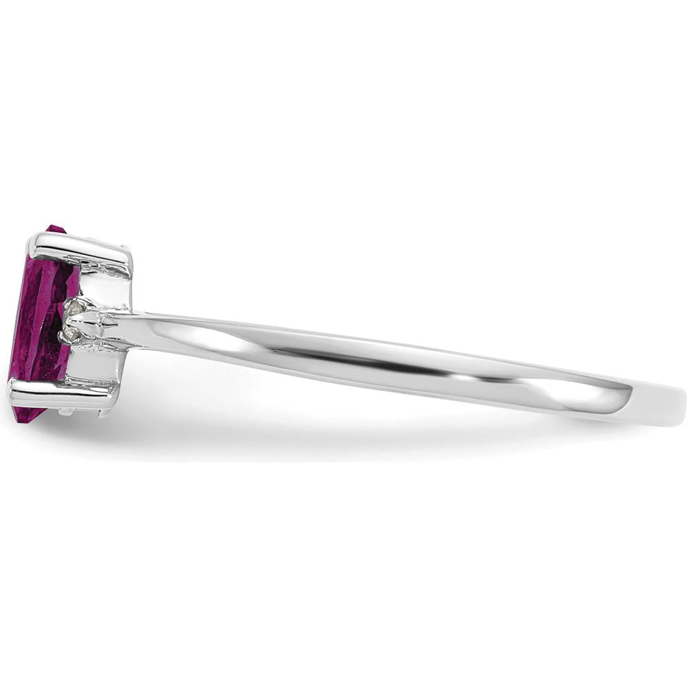14K White Gold Rhodolite Garnet & Diamond Birthstone Ring - 0.57 Carat Total Garnet Weight by Oro Pregiato