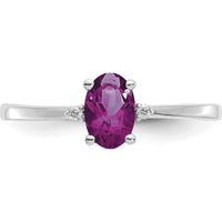 14K White Gold Rhodolite Garnet & Diamond Birthstone Ring - 0.57 Carat Total Garnet Weight by Oro Pregiato