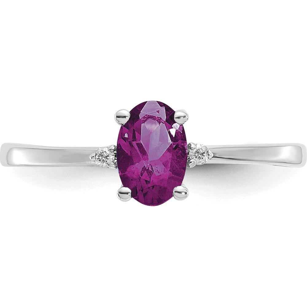 14K White Gold Rhodolite Garnet & Diamond Birthstone Ring - 0.57 Carat Total Garnet Weight by Oro Pregiato