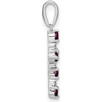 14K White Gold Rhodolite Garnet and Diamond Cross Pendant - 1.23 Carat Total Gemstone Weight by Oro Pregiato
