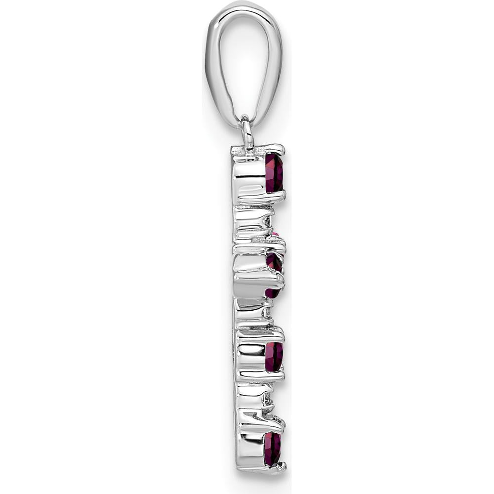 14K White Gold Rhodolite Garnet and Diamond Cross Pendant - 1.23 Carat Total Gemstone Weight by Oro Pregiato