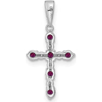 14K White Gold Rhodolite Garnet and Diamond Cross Pendant - 1.23 Carat Total Gemstone Weight by Oro Pregiato