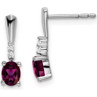 14K White Gold Rhodolite Garnet and Diamond Dangle Earrings - 0.70 Carat Total Gem Weight by Oro Pregiato