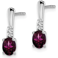 14K White Gold Rhodolite Garnet and Diamond Dangle Earrings - 0.70 Carat Total Gem Weight by Oro Pregiato