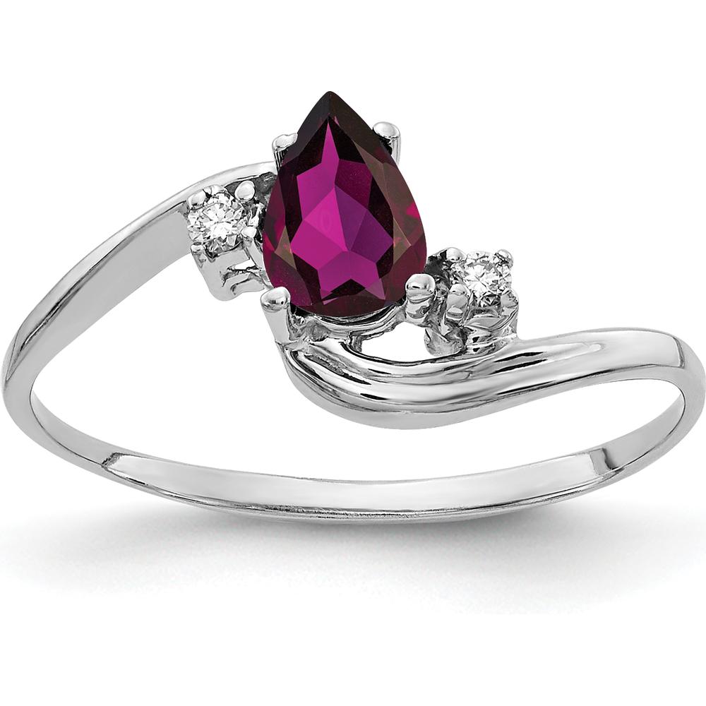 14K White Gold Rhodolite Garnet and Diamond Ring - 0.50 Carat Rhodolite Garnet and 0.015 Carat Total Diamond Weight by Monteluci Fine Jewelry