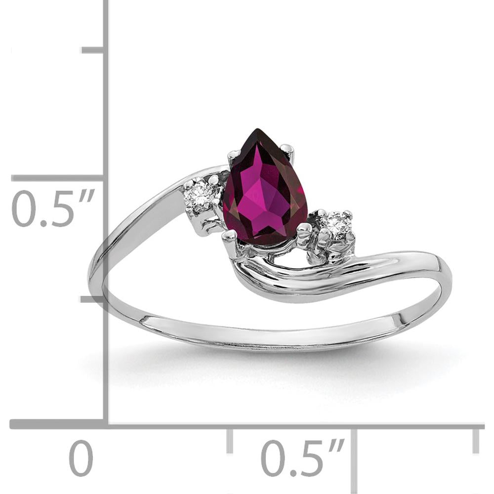 14K White Gold Rhodolite Garnet and Diamond Ring - 0.50 Carat Rhodolite Garnet and 0.015 Carat Total Diamond Weight by Monteluci Fine Jewelry