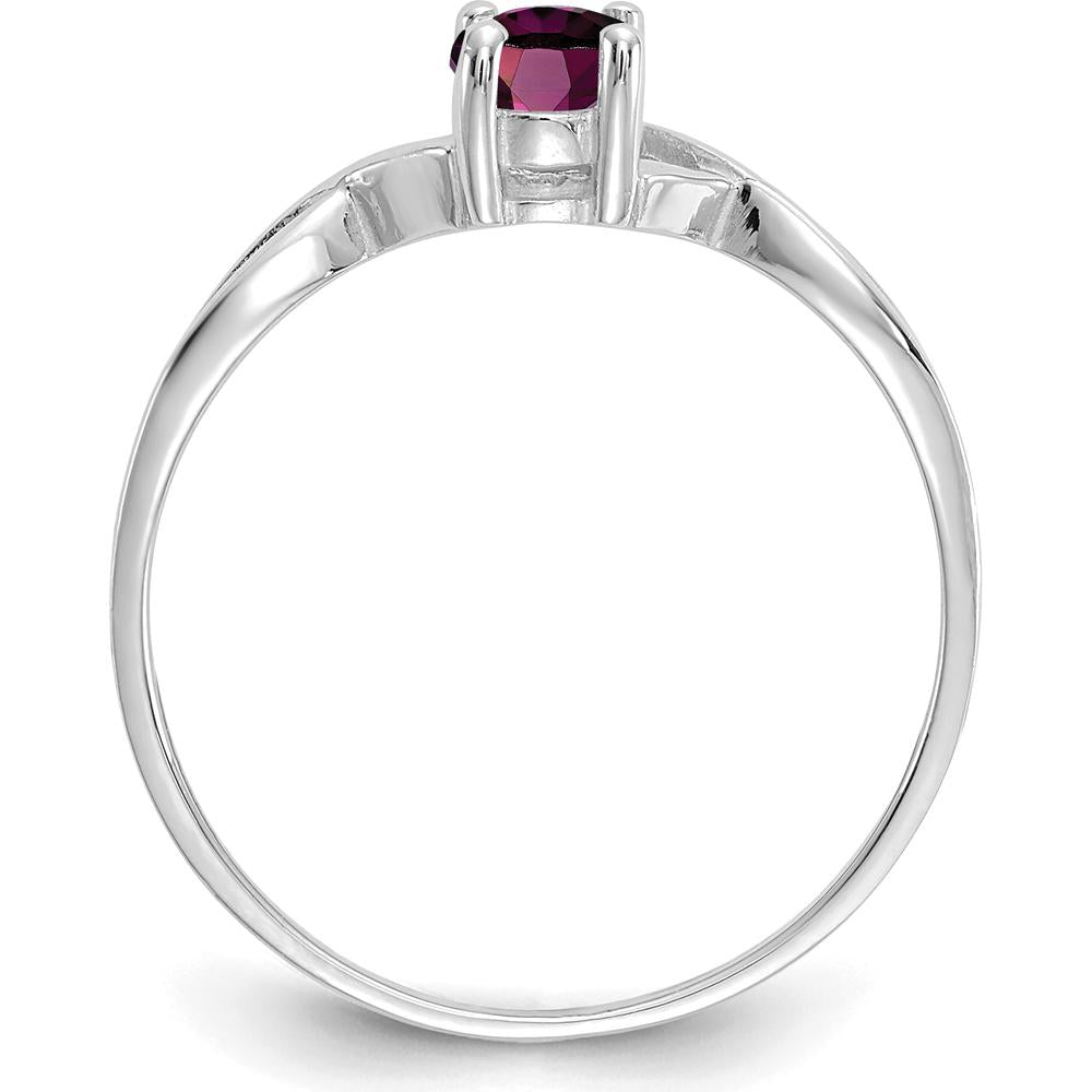 14K White Gold Rhodolite Garnet Birthstone Ring - 0.57 Carat Oval Cut Garnet by Oro Pregiato