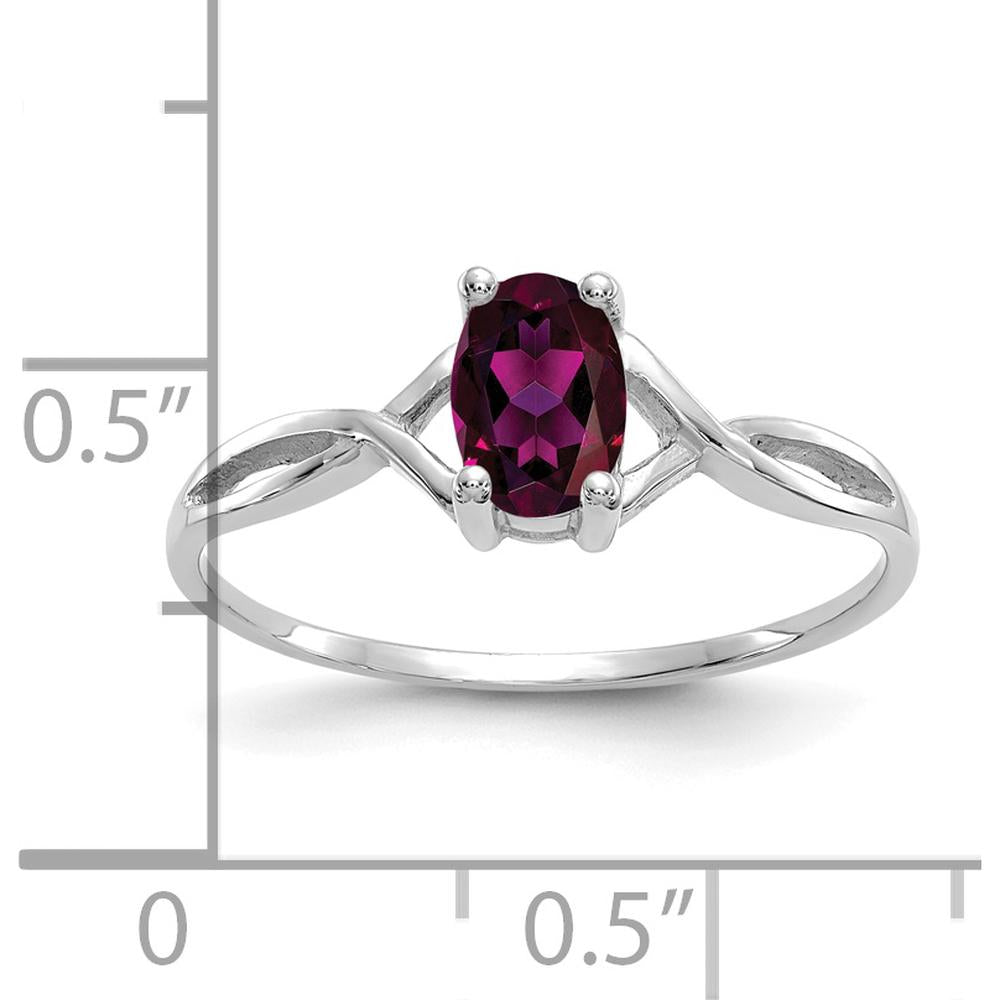 14K White Gold Rhodolite Garnet Birthstone Ring - 0.57 Carat Oval Cut Garnet by Oro Pregiato