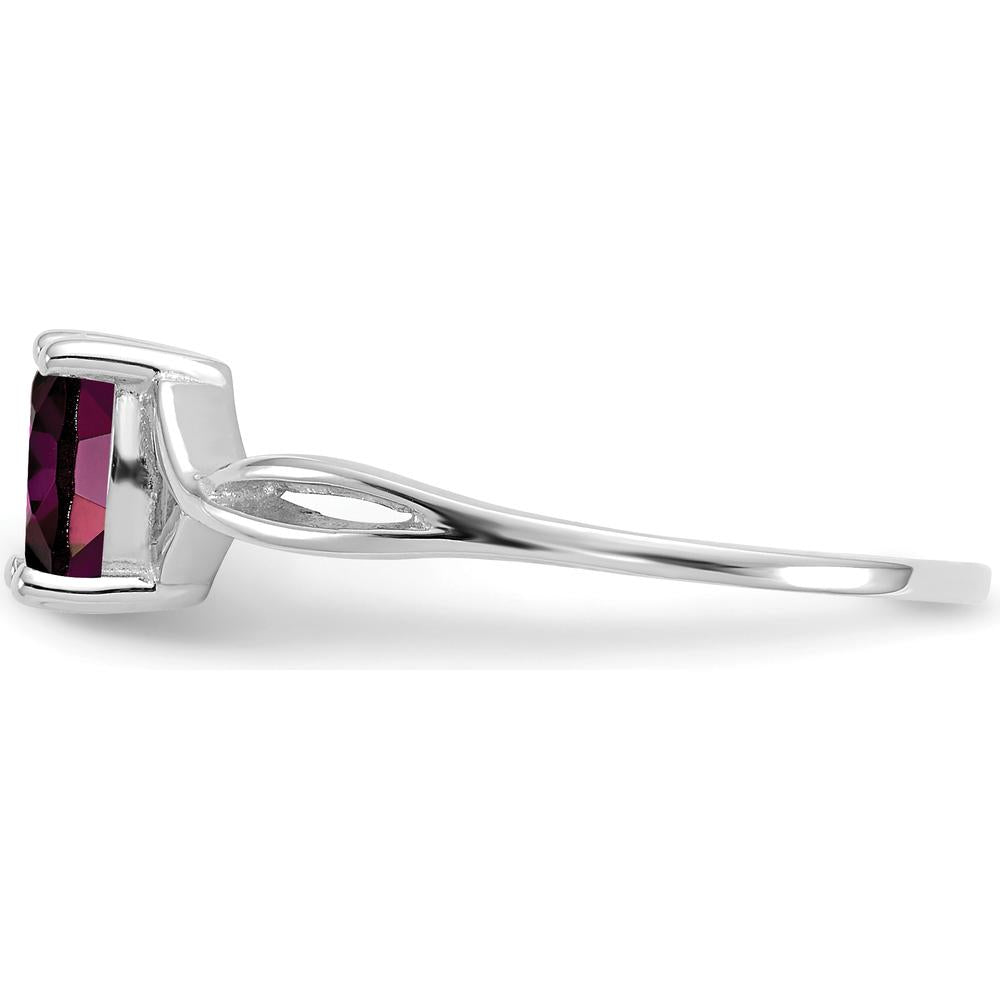 14K White Gold Rhodolite Garnet Birthstone Ring - 0.57 Carat Oval Cut Garnet by Oro Pregiato
