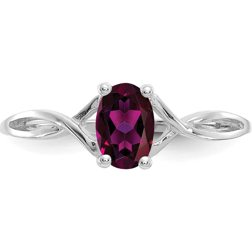 14K White Gold Rhodolite Garnet Birthstone Ring - 0.57 Carat Oval Cut Garnet by Oro Pregiato