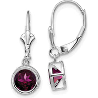 14K White Gold Rhodolite Garnet Leverback Earrings - 2.20 Carat Total Garnet Weight by Monteluci Fine Jewelry