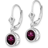 14K White Gold Rhodolite Garnet Leverback Earrings - 2.20 Carat Total Garnet Weight by Monteluci Fine Jewelry
