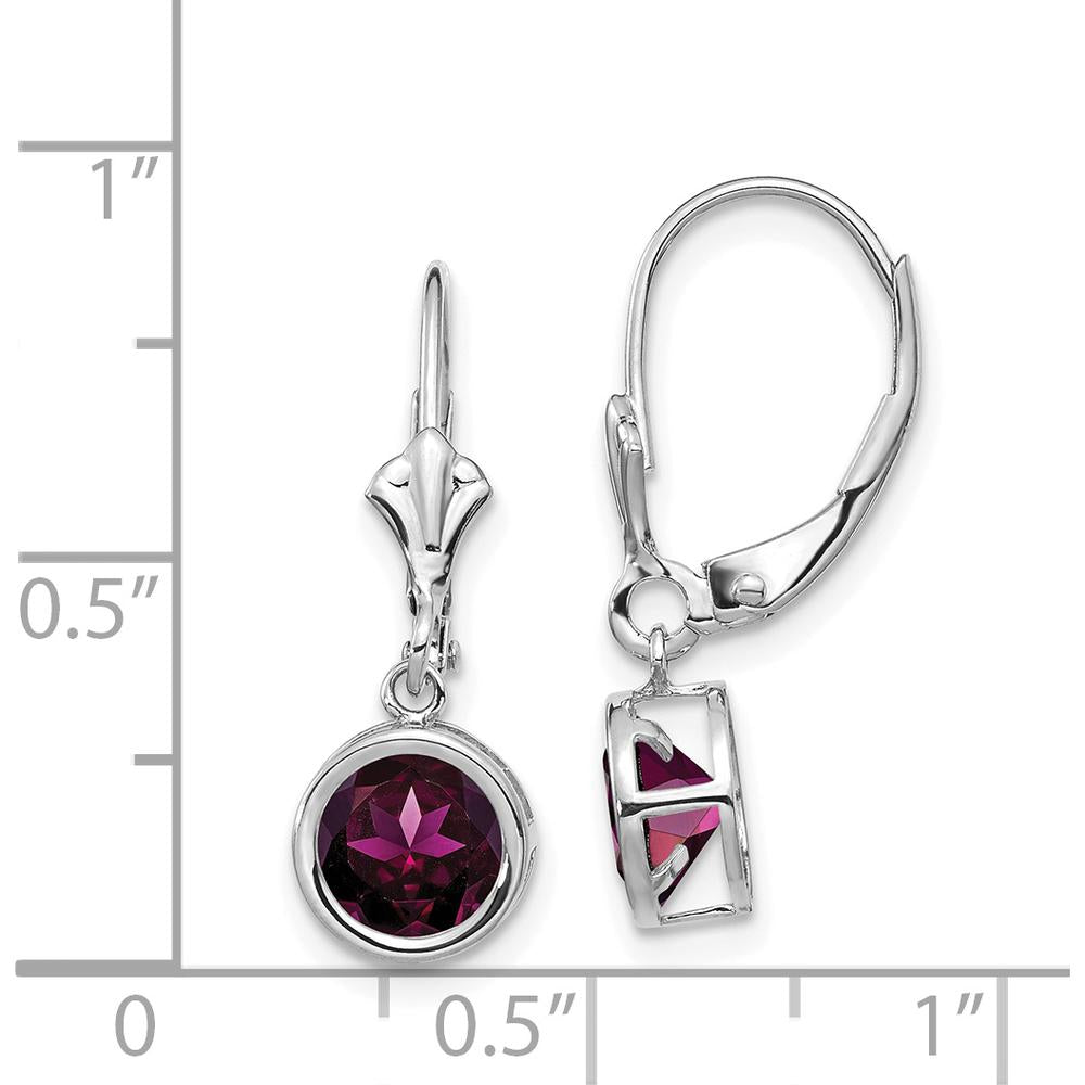 14K White Gold Rhodolite Garnet Leverback Earrings - 2.20 Carat Total Garnet Weight by Monteluci Fine Jewelry