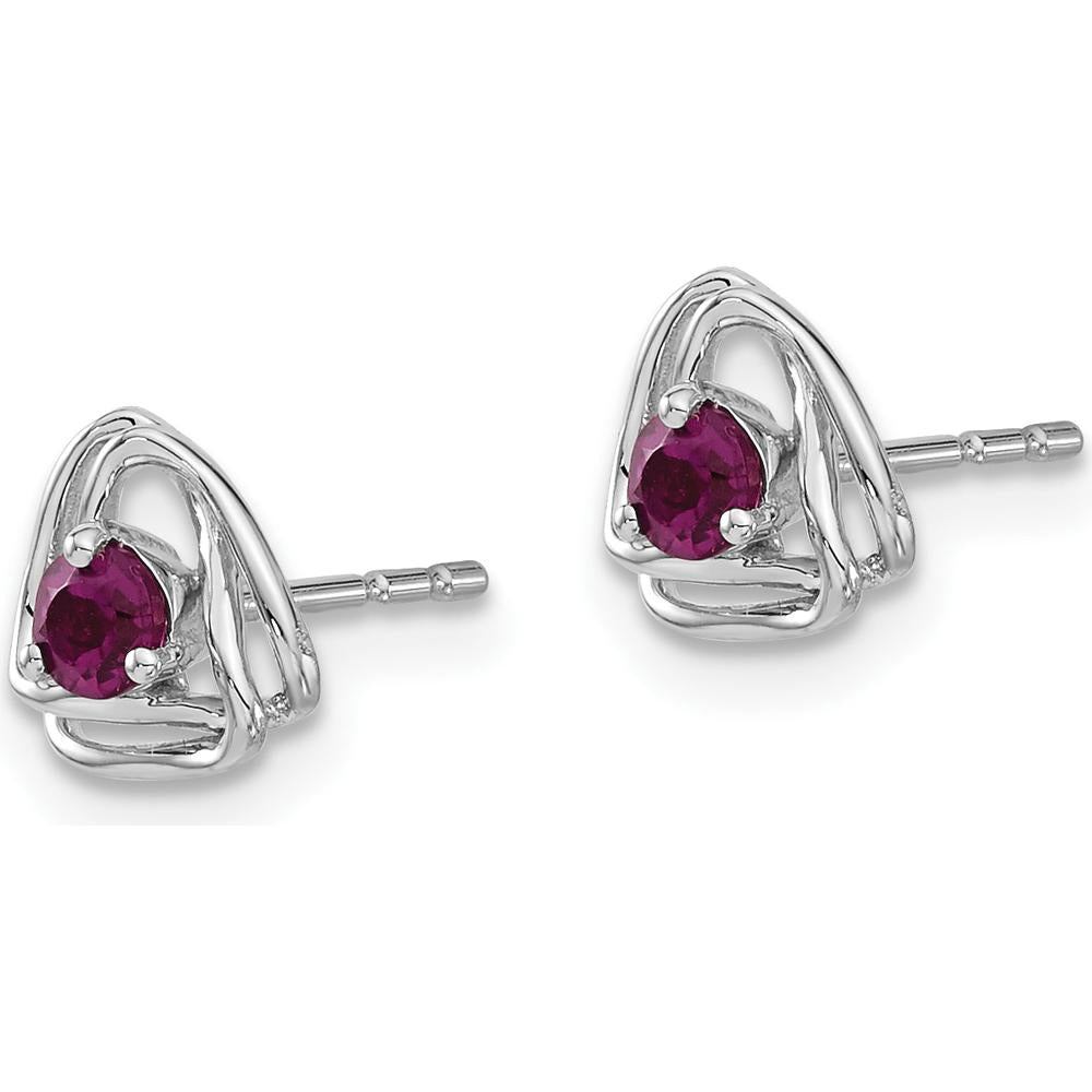 14K White Gold Rhodolite Garnet Post Earrings - 0.15 Carat Total Garnet Weight by Oro Pregiato