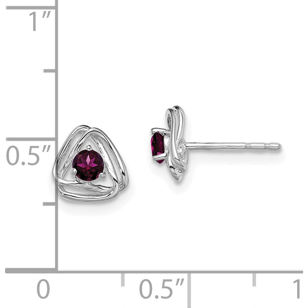 14K White Gold Rhodolite Garnet Post Earrings - 0.15 Carat Total Garnet Weight by Oro Pregiato