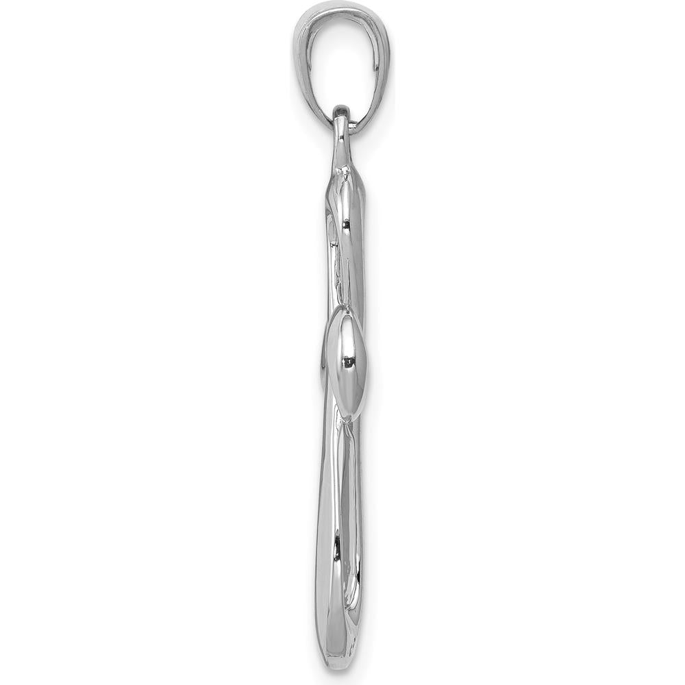 14K White Gold Ribbon Cross Pendant - Reversible Design with Rhodium Plating by Oro Pregiato