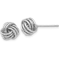 14K White Gold Ridged Love Knot Post Earrings - Polished Rhodium-Plated Button Style by 0