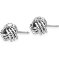 14K White Gold Ridged Love Knot Post Earrings - Polished Rhodium-Plated Button Style by 0