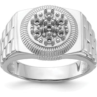 14K White Gold Ridged-Side Circular Top Men's Ring Mounting by IBGoodman