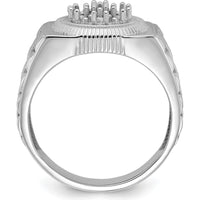 14K White Gold Ridged-Side Circular Top Men's Ring Mounting by IBGoodman