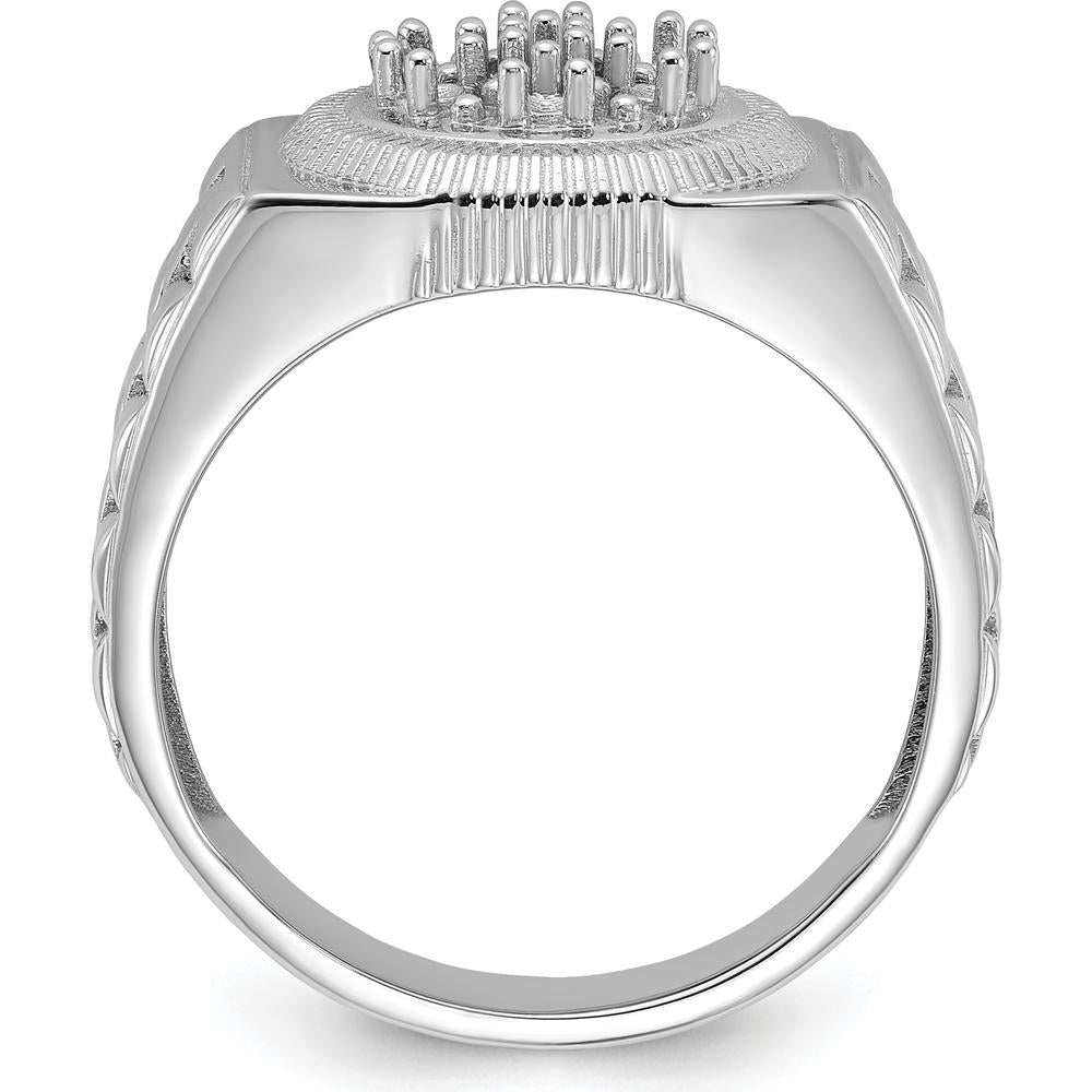 14K White Gold Ridged-Side Circular Top Men's Ring Mounting by IBGoodman