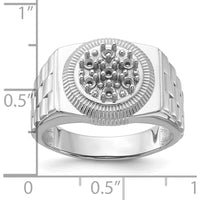 14K White Gold Ridged-Side Circular Top Men's Ring Mounting by IBGoodman