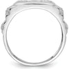 14K White Gold Ridged Sides Men's DAD Ring Mounting - Customizable with Round Stones by 0