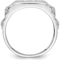 14K White Gold Ridged Sides Men's DAD Ring Mounting - Customizable with Round Stones by 0