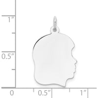 14K White Gold Right-Facing Girl Engravable Charm - 23mm Length by Oro Pregiato