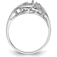 14K White Gold Ring Mounting for 4mm Pearl Center with Diamond Accents by Oro Pregiato