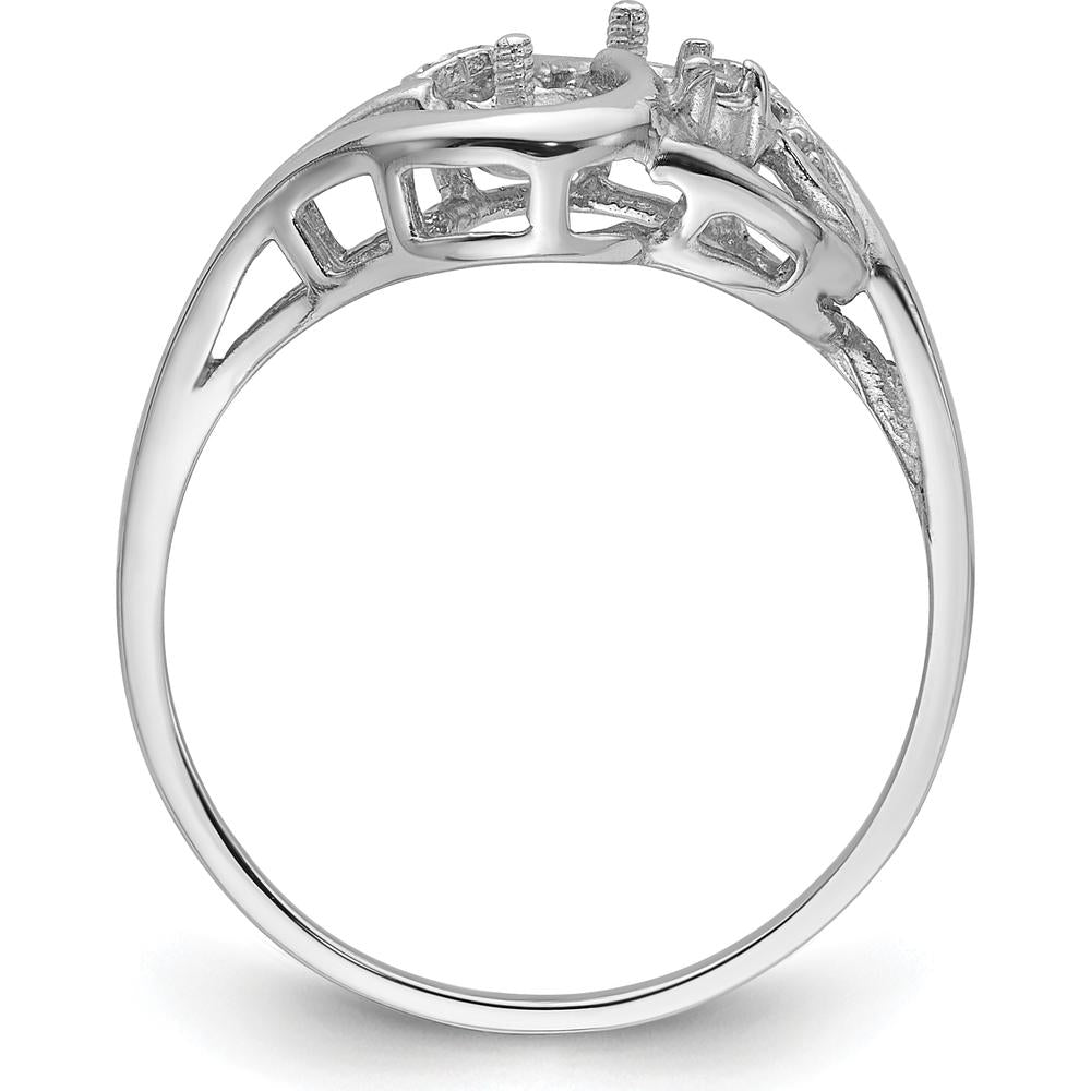 14K White Gold Ring Mounting for 4mm Pearl Center with Diamond Accents by Oro Pregiato