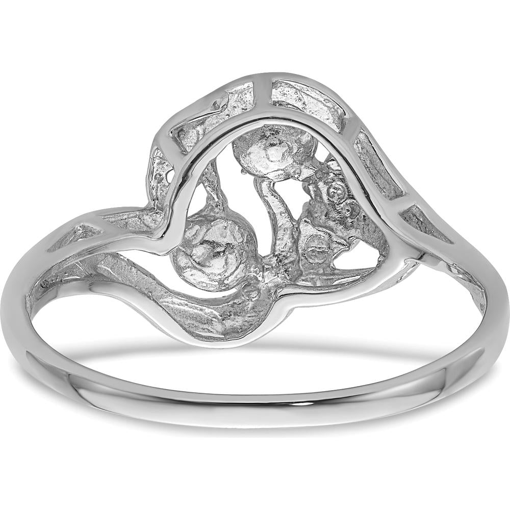 14K White Gold Ring Mounting for 4mm Pearl Center with Diamond Accents by Oro Pregiato