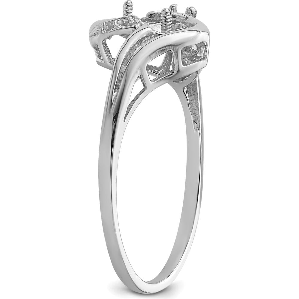 14K White Gold Ring Mounting for 4mm Pearl Center with Diamond Accents by Oro Pregiato